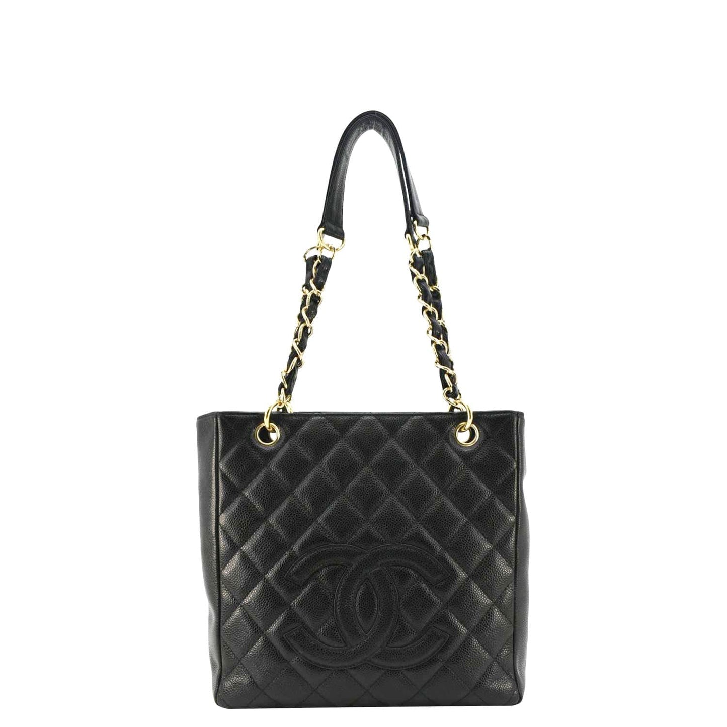 Chanel Petite Quilted Caviar Shopping Leather Black Travel Bag