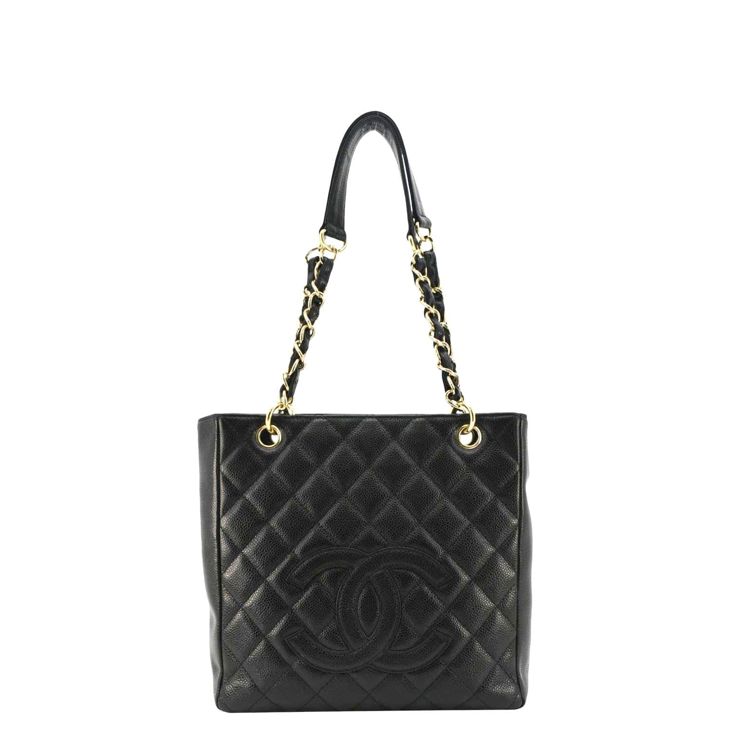 Chanel Petite Quilted Caviar Shopping Leather Black Travel Bag