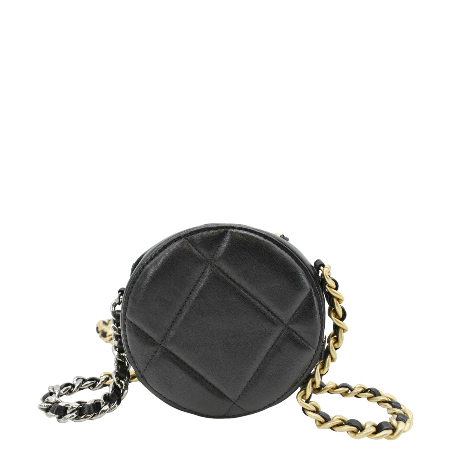 Chanel 19 Round Quilted Leather Black Travel Bag
