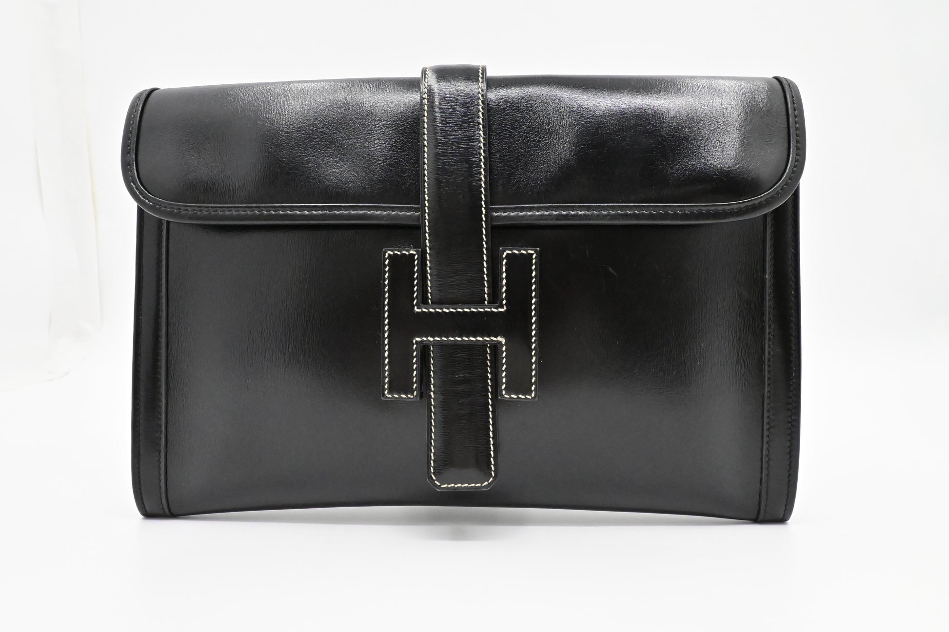 Hermes Jige Elan Pm In Box Handbag Leather Black Travel Bag