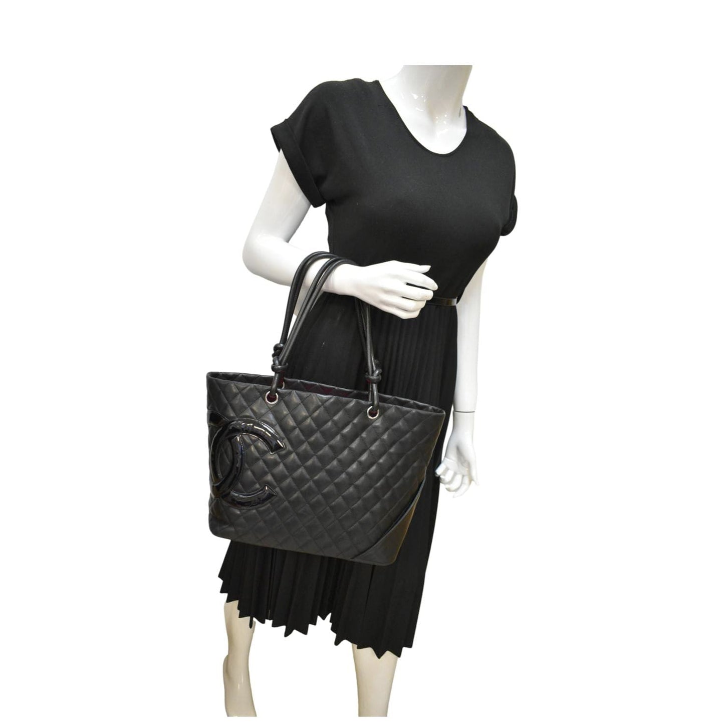 Chanel Cambon Ligne Quilted Leather Black Travel Bag