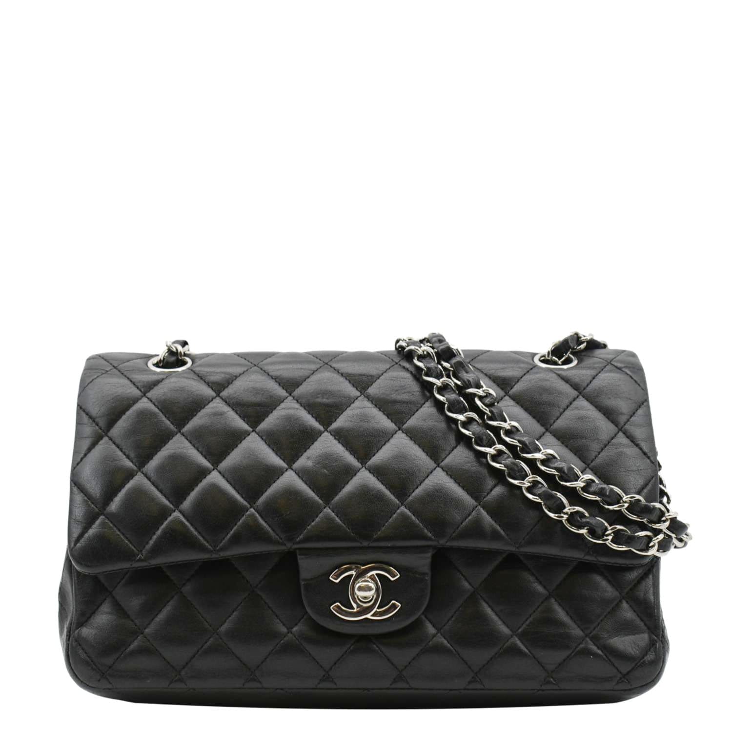 Chanel Classic Double Flap Quilted Leather Black Travel Bag Bag 6