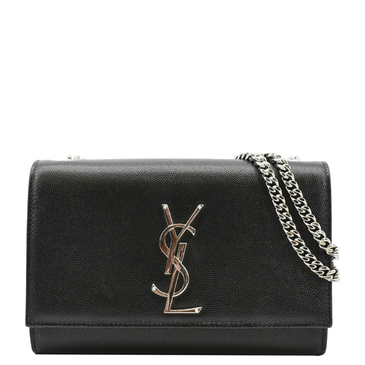 YSL Saint Laurent Yves Kate Clutch Crossbody Bag Leather Black Chain Clutch Bag