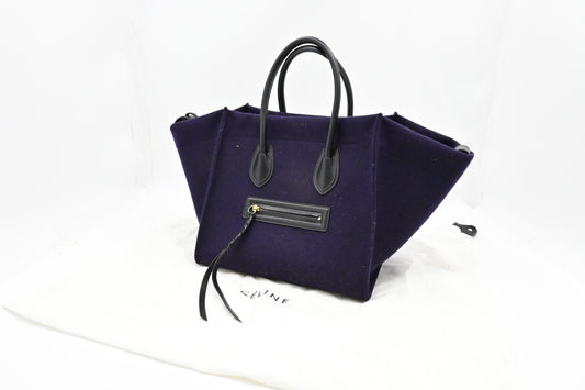 Celine Phantom Luggage In Navy Felt Handbag Blue Travel Bag