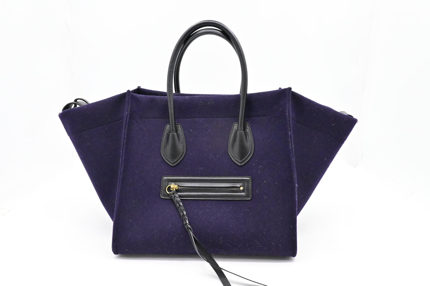 Celine Phantom Luggage In Navy Felt Handbag Blue Travel Bag
