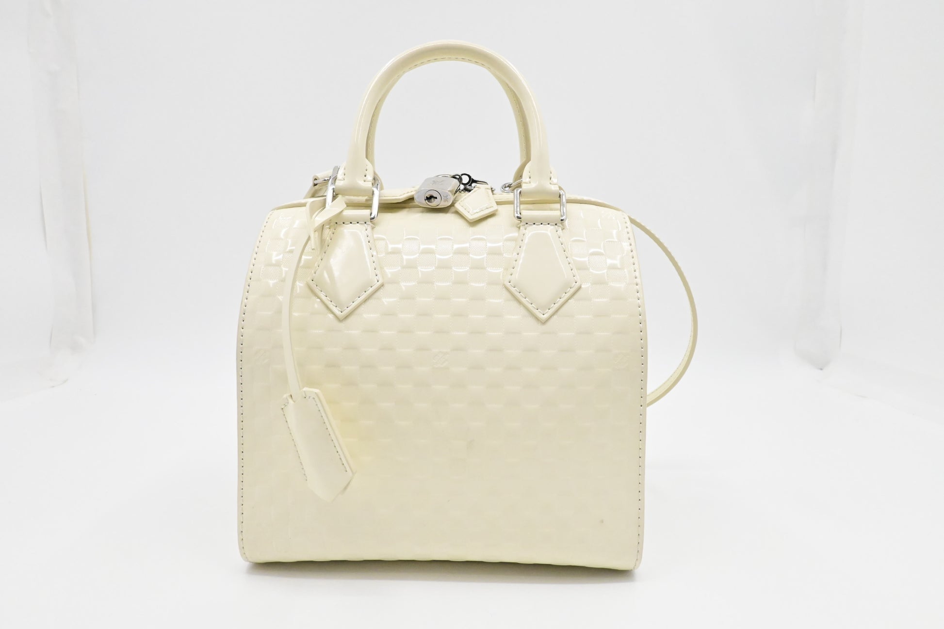 Louis Vuitton Speedy Cube Facette White Leather Damier Handbag