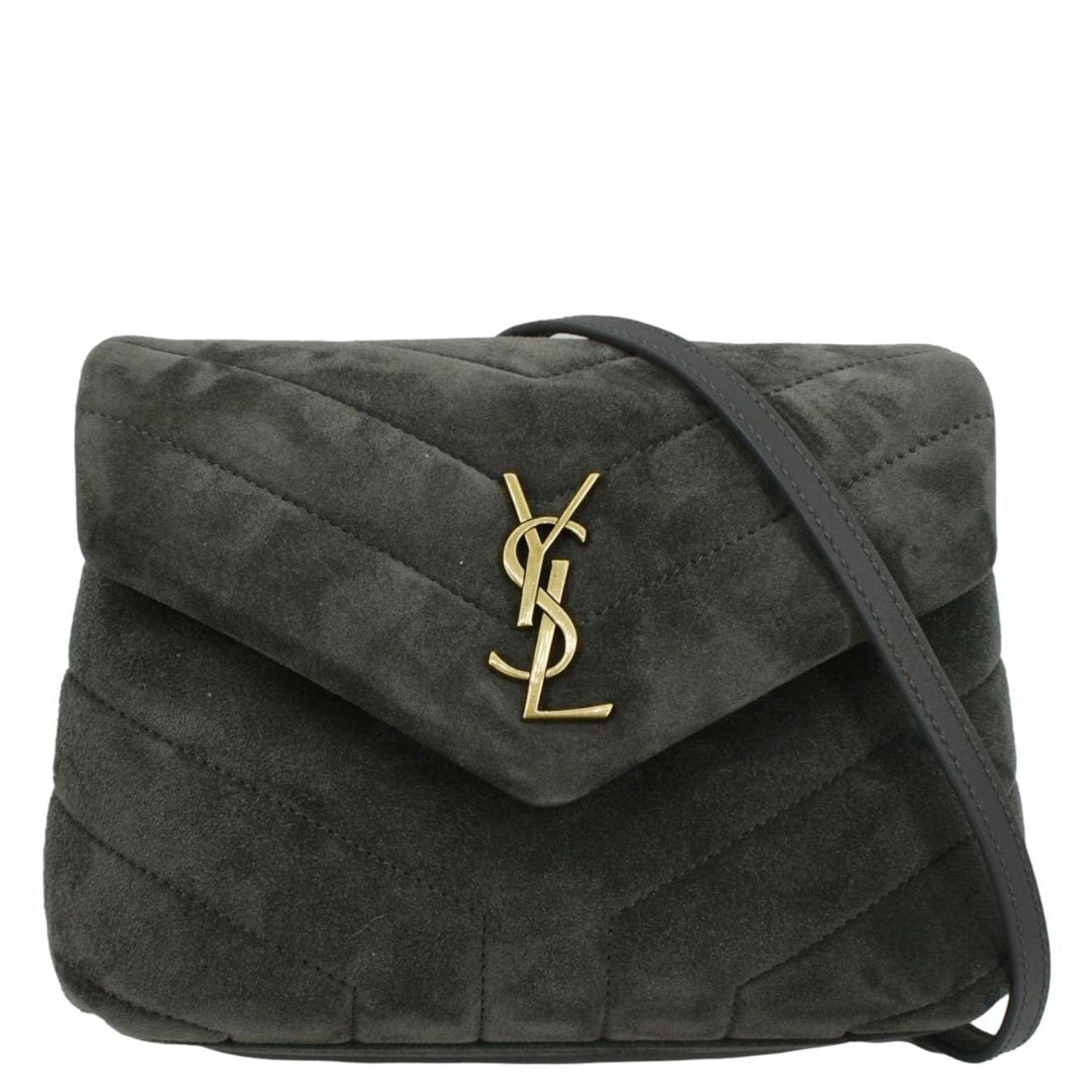 YSL Saint Laurent Saint Loulou Toy Crossbody Bag Gray Suede