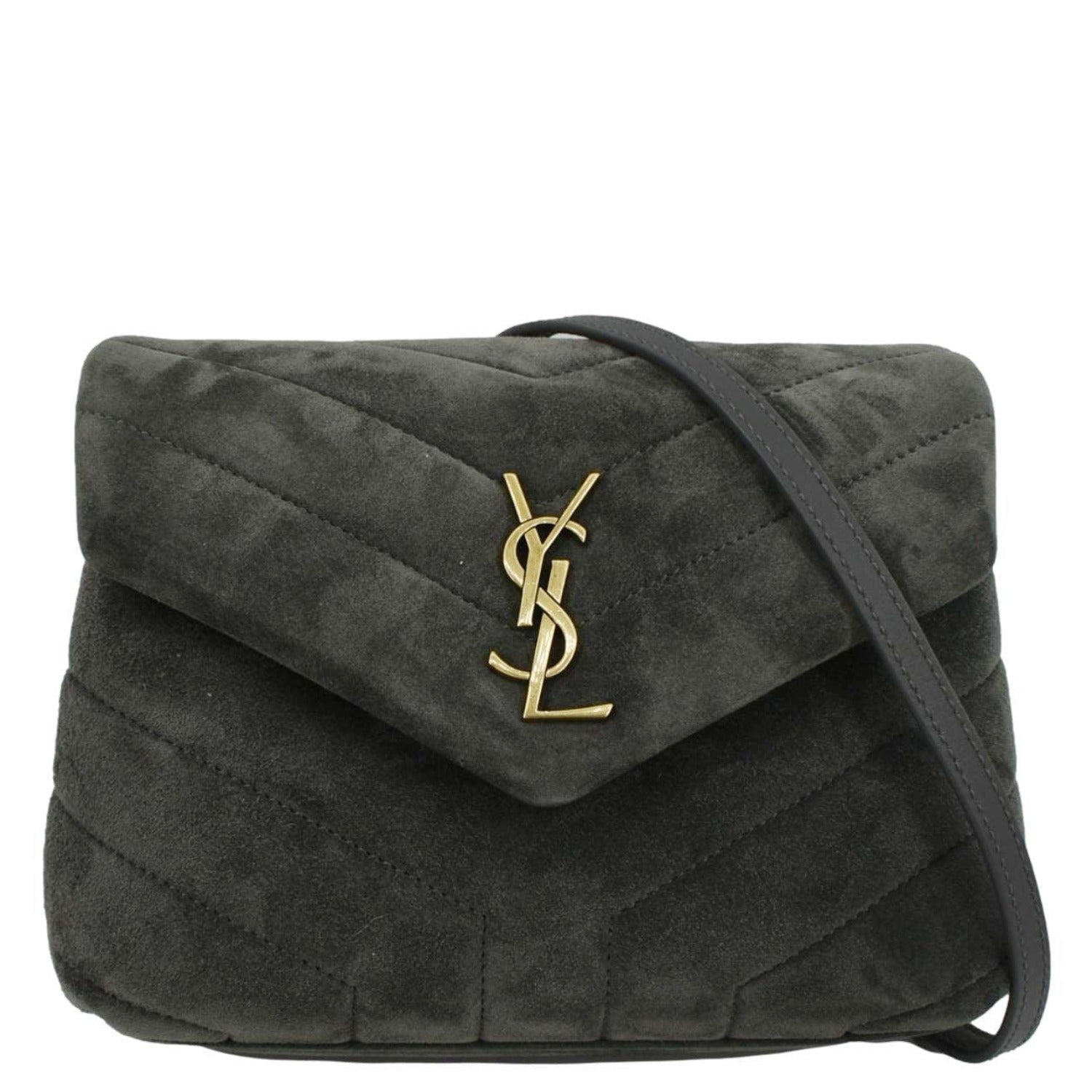 YSL Saint Laurent Yves Loulou Crossbody Bag Suede Gray Toy