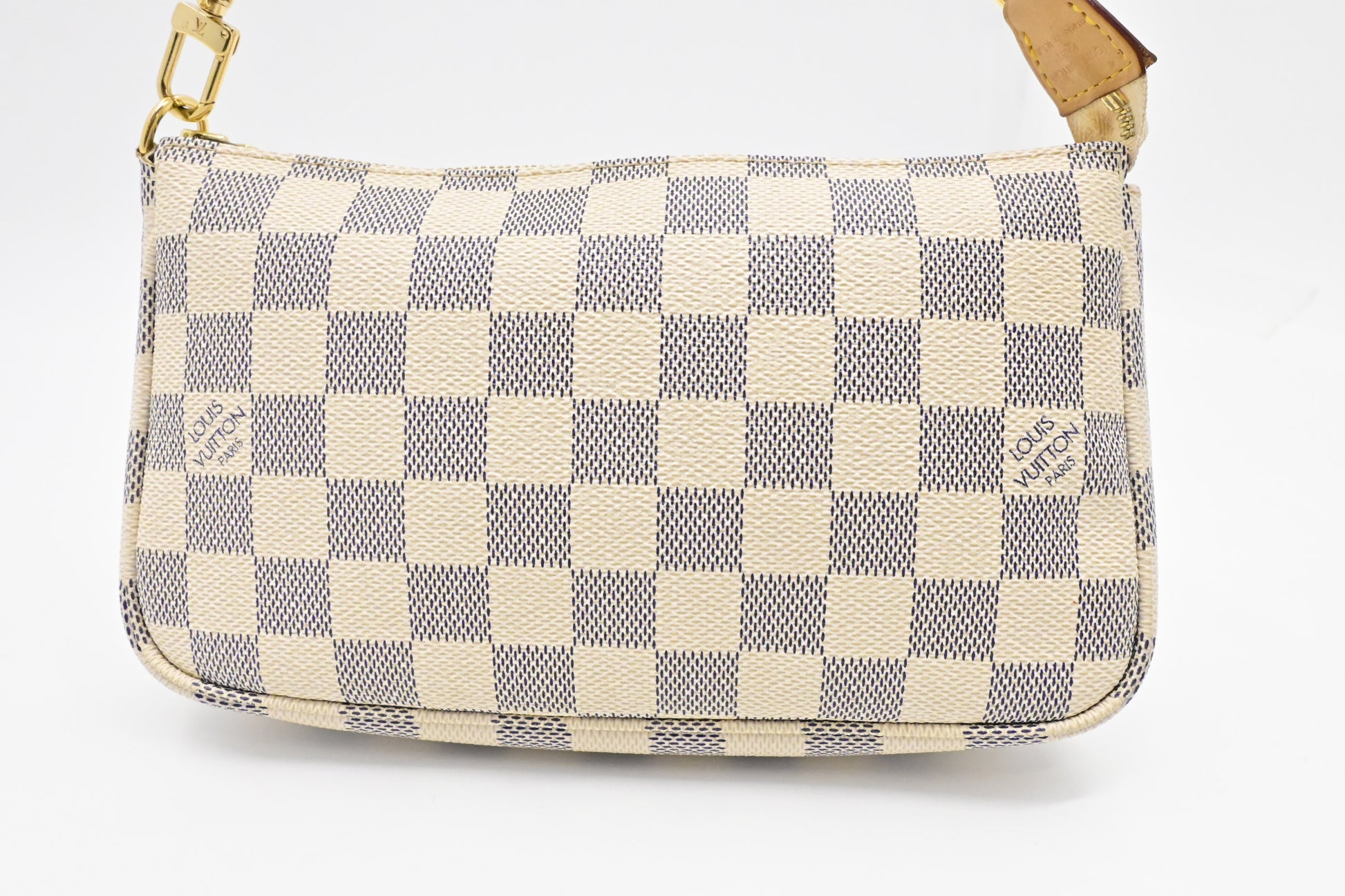 Louis Vuitton Pochette Accessoires Azur Damier Canvas Clutch Bag
