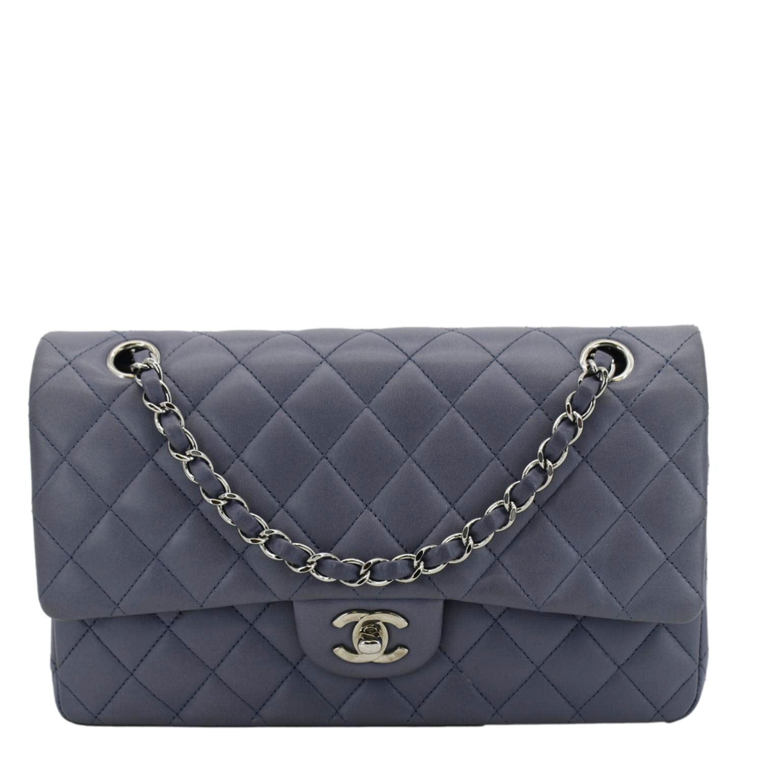 Chanel Classic Double Flap Quilted Lavender Leather Travel Bag
