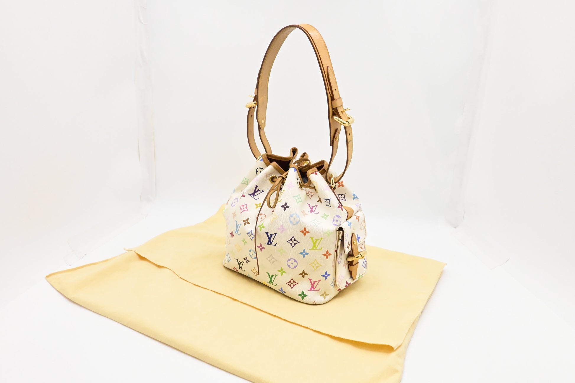 Louis Vuitton x Takashi Murakami Petit Noe Monogram Canvas White Multicolor Handbag