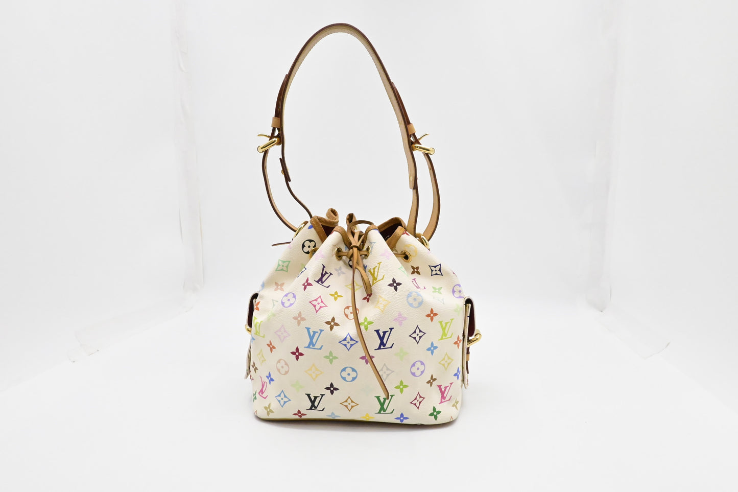 Louis Vuitton x Takashi Murakami Petit Noe Monogram Canvas White Multicolor Handbag