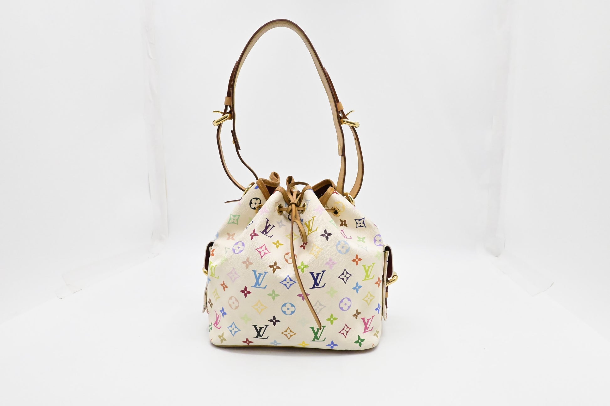 Louis Vuitton x Takashi Murakami Petit Noe Monogram Canvas White Multicolor Handbag