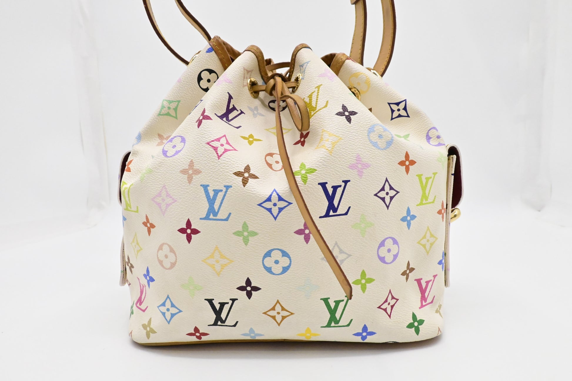Louis Vuitton x Takashi Murakami Petit Noe Monogram Canvas White Multicolor Handbag