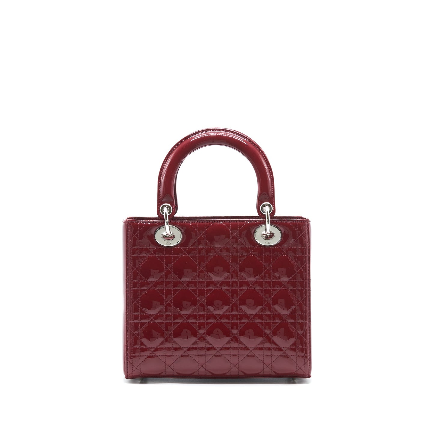 Dior Lady Patent Handbag Leather Red Travel Bag