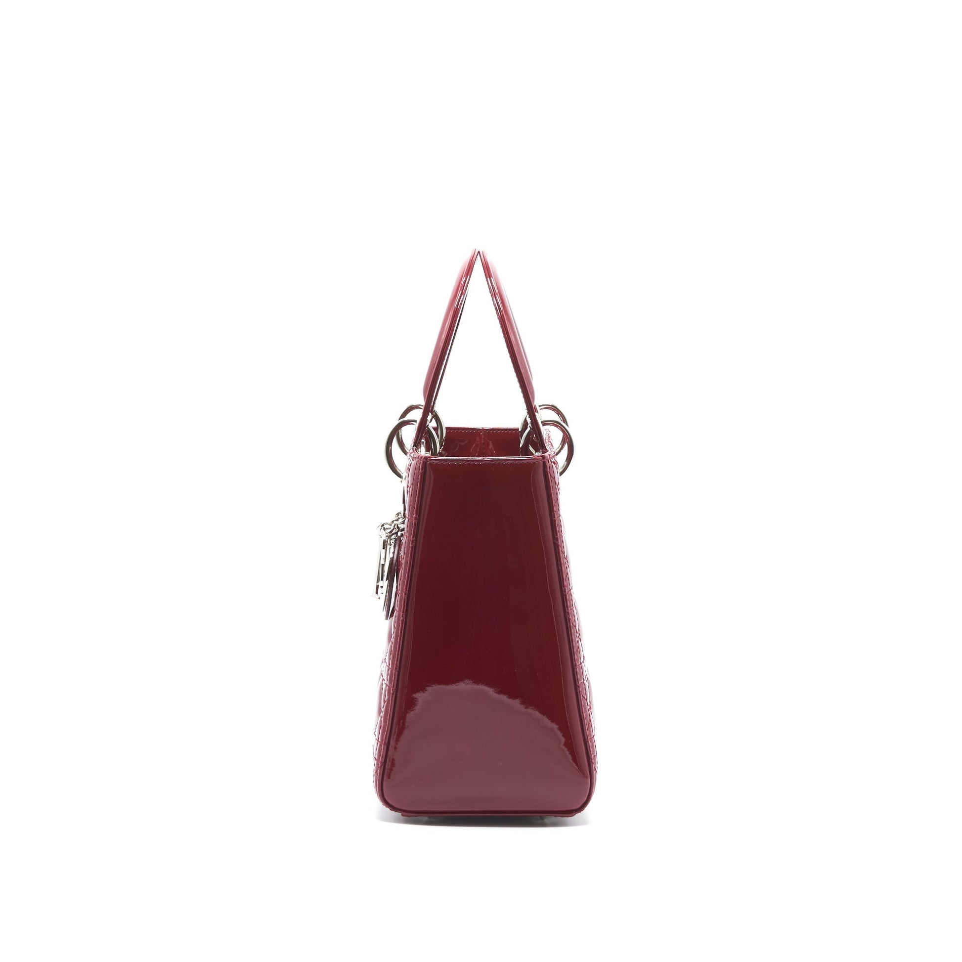 Dior Lady Patent Handbag Leather Red Travel Bag