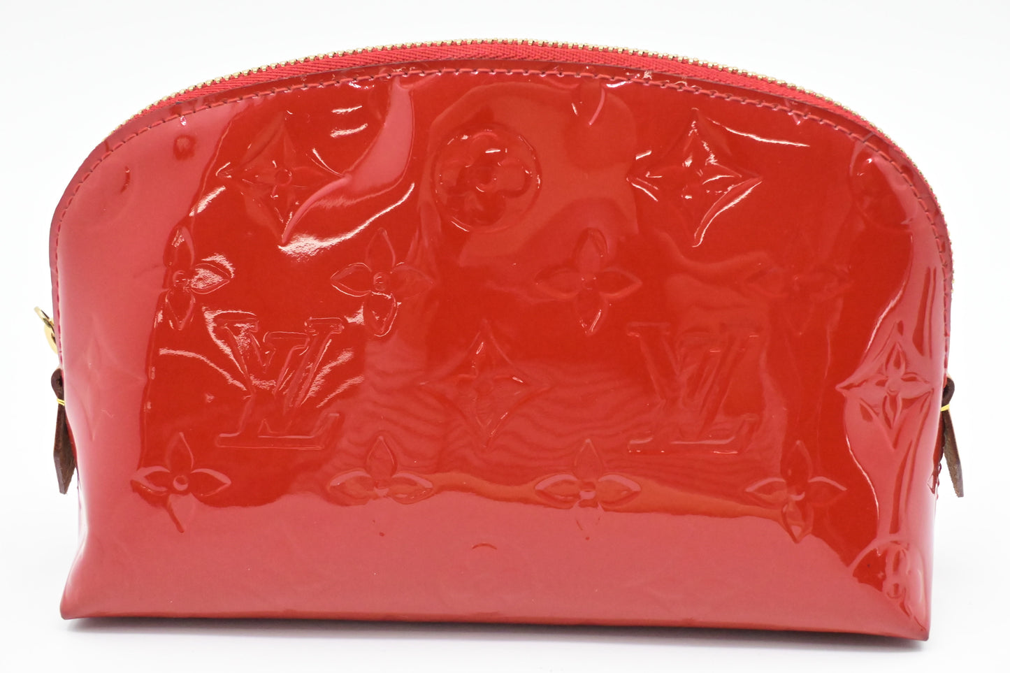 Louis Vuitton Pochette Cosmetique Vernis Leather Red Clutch Bag
