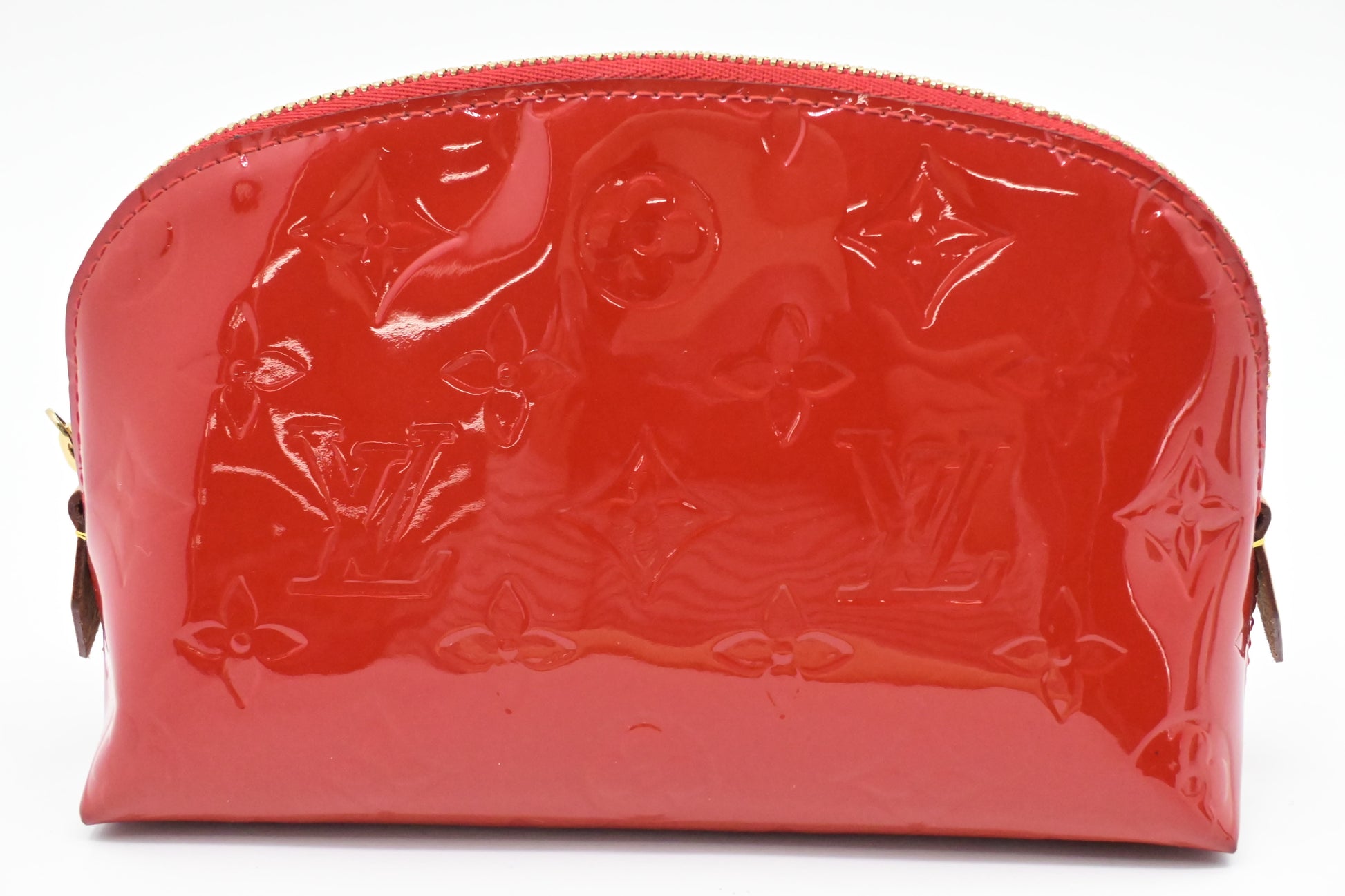 Louis Vuitton Pochette Cosmetique Vernis Leather Red Clutch Bag