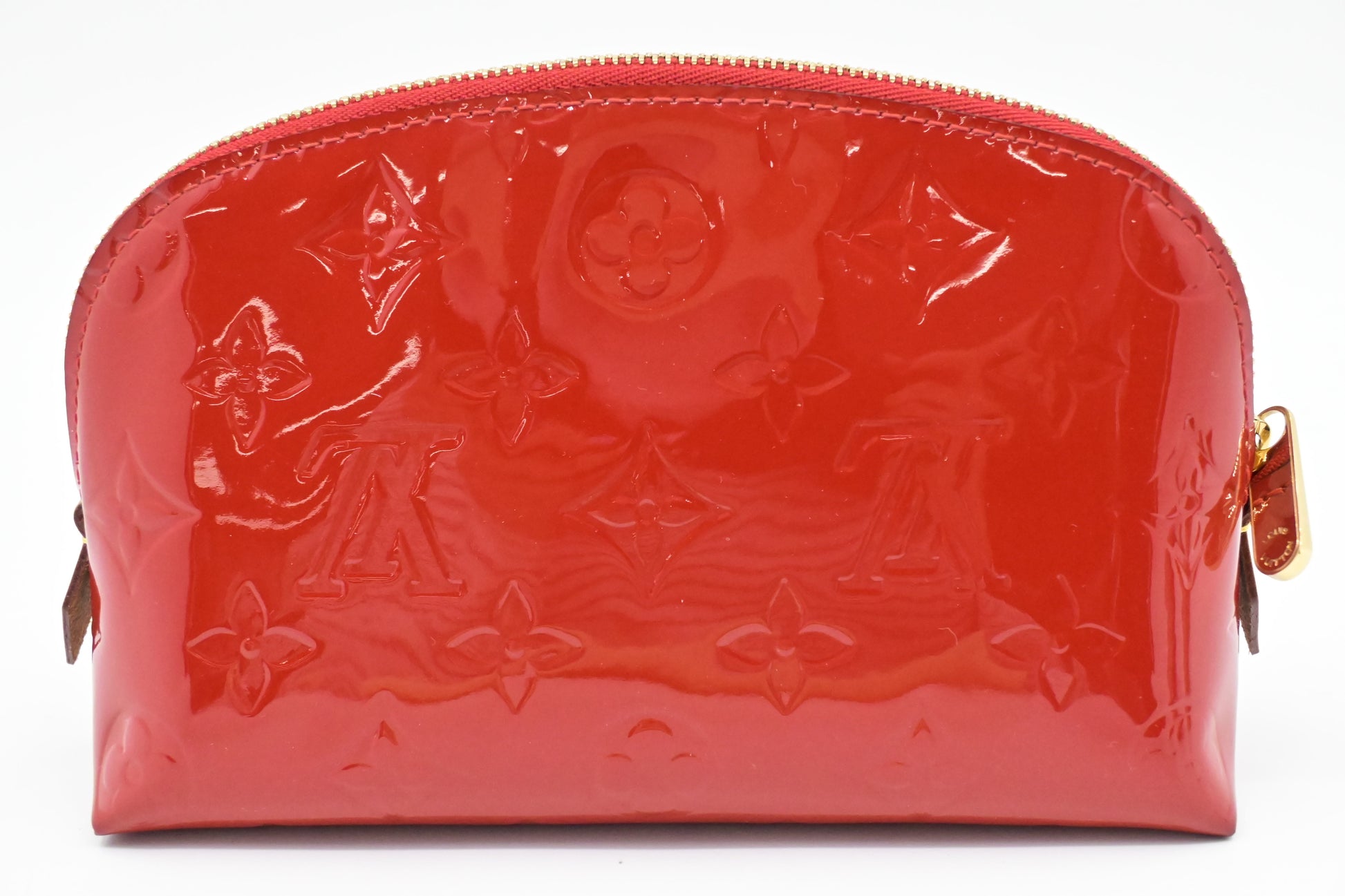 Louis Vuitton Pochette Cosmetique Vernis Leather Red Clutch Bag