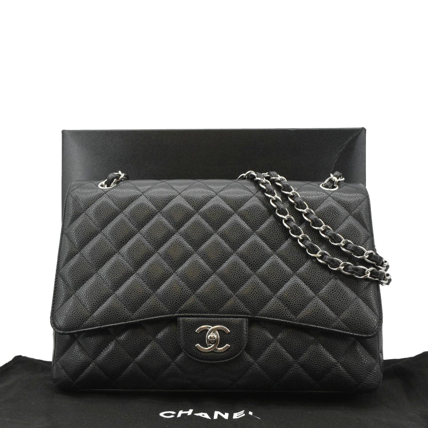 Chanel Classic Maxi Single Flap Caviar Leather Black Travel Bag Bag 1