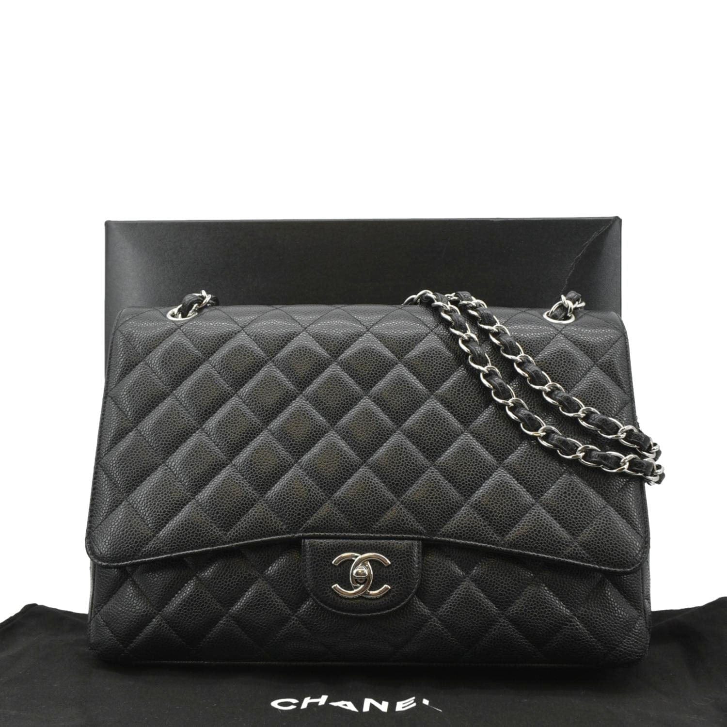 Chanel Classic Maxi Single Flap Caviar Leather Black Travel Bag Bag 1