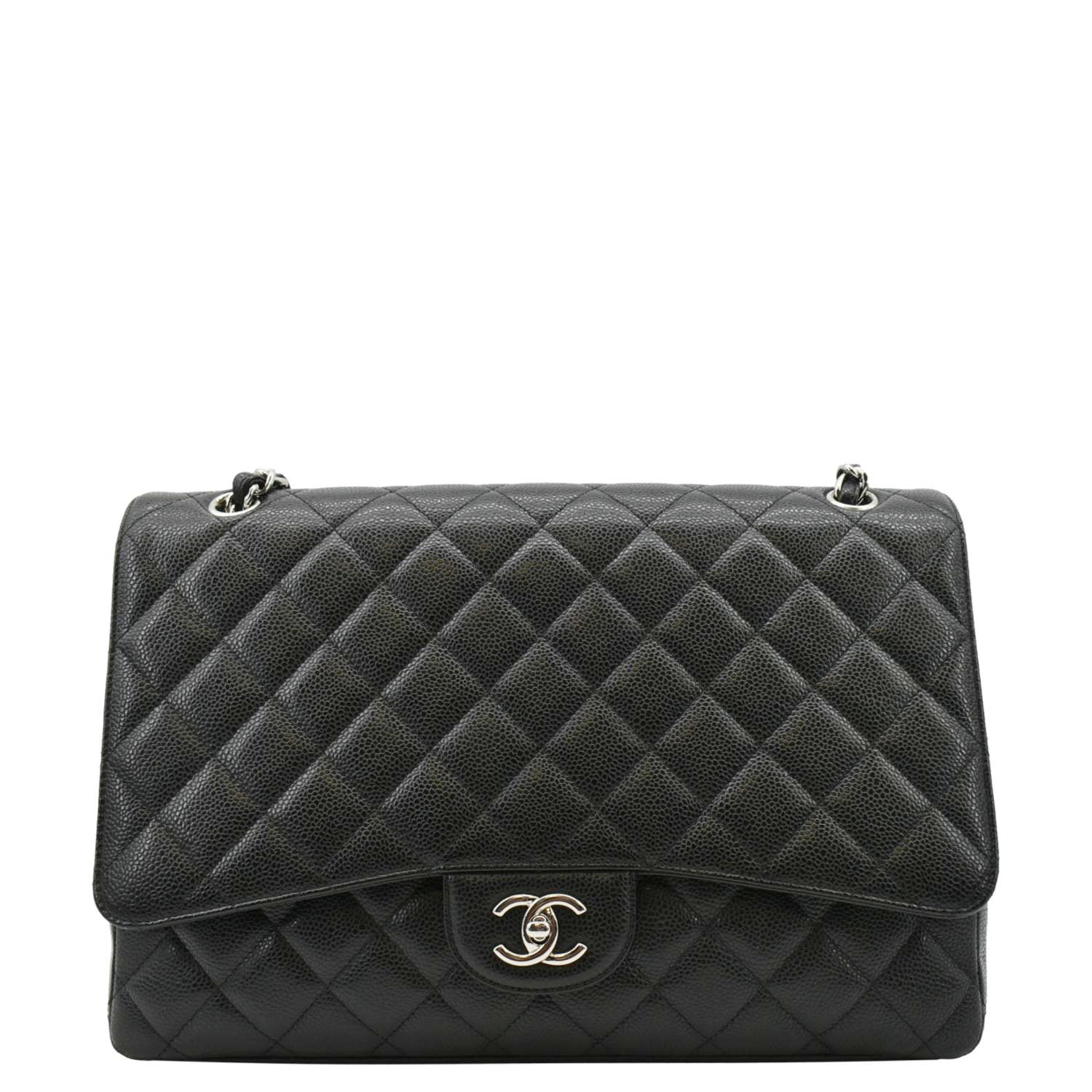 Chanel Classic Maxi Single Flap Caviar Leather Black Travel Bag Bag 1