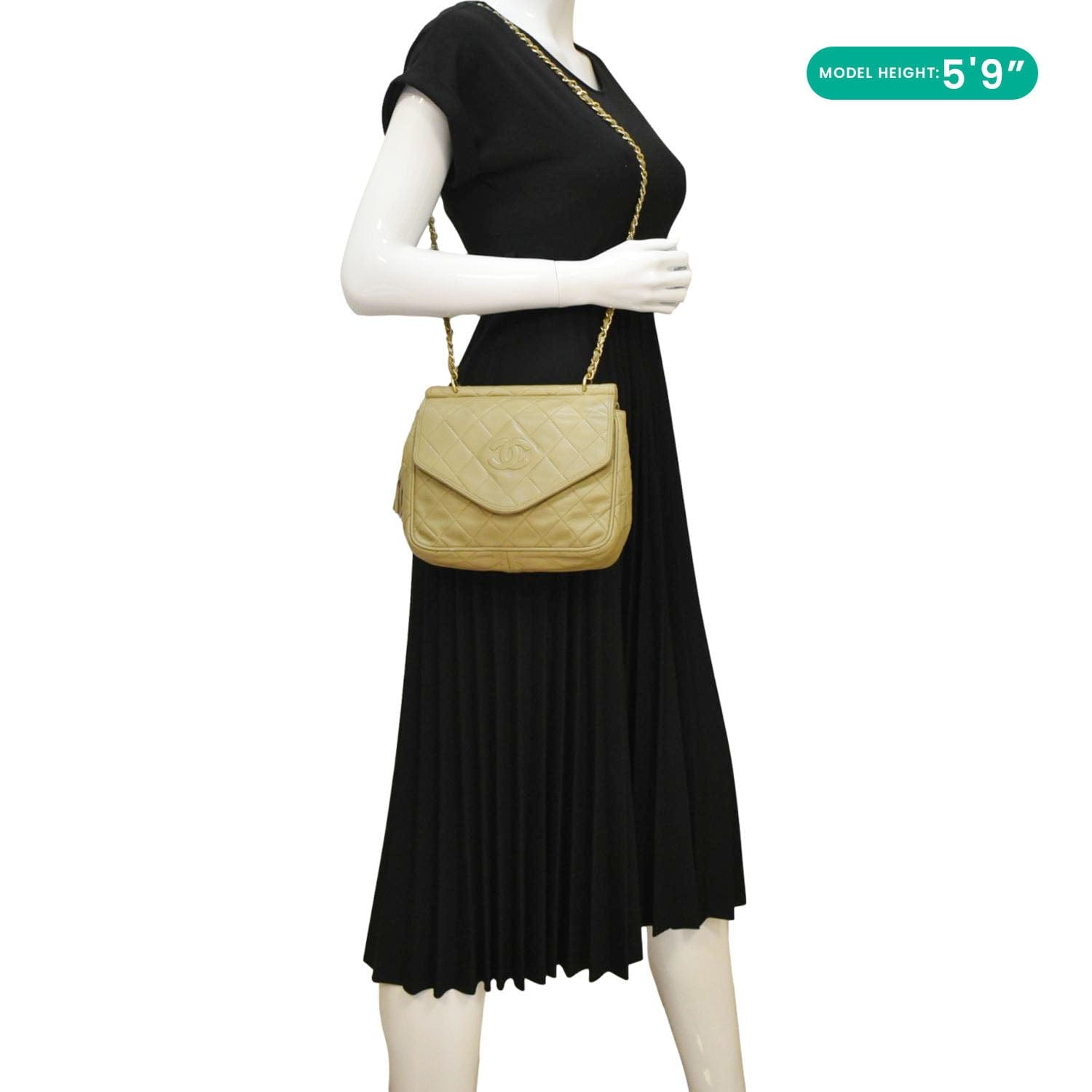 Chanel Tassel Flap Quilted Camera Leather Beige Travel Bag