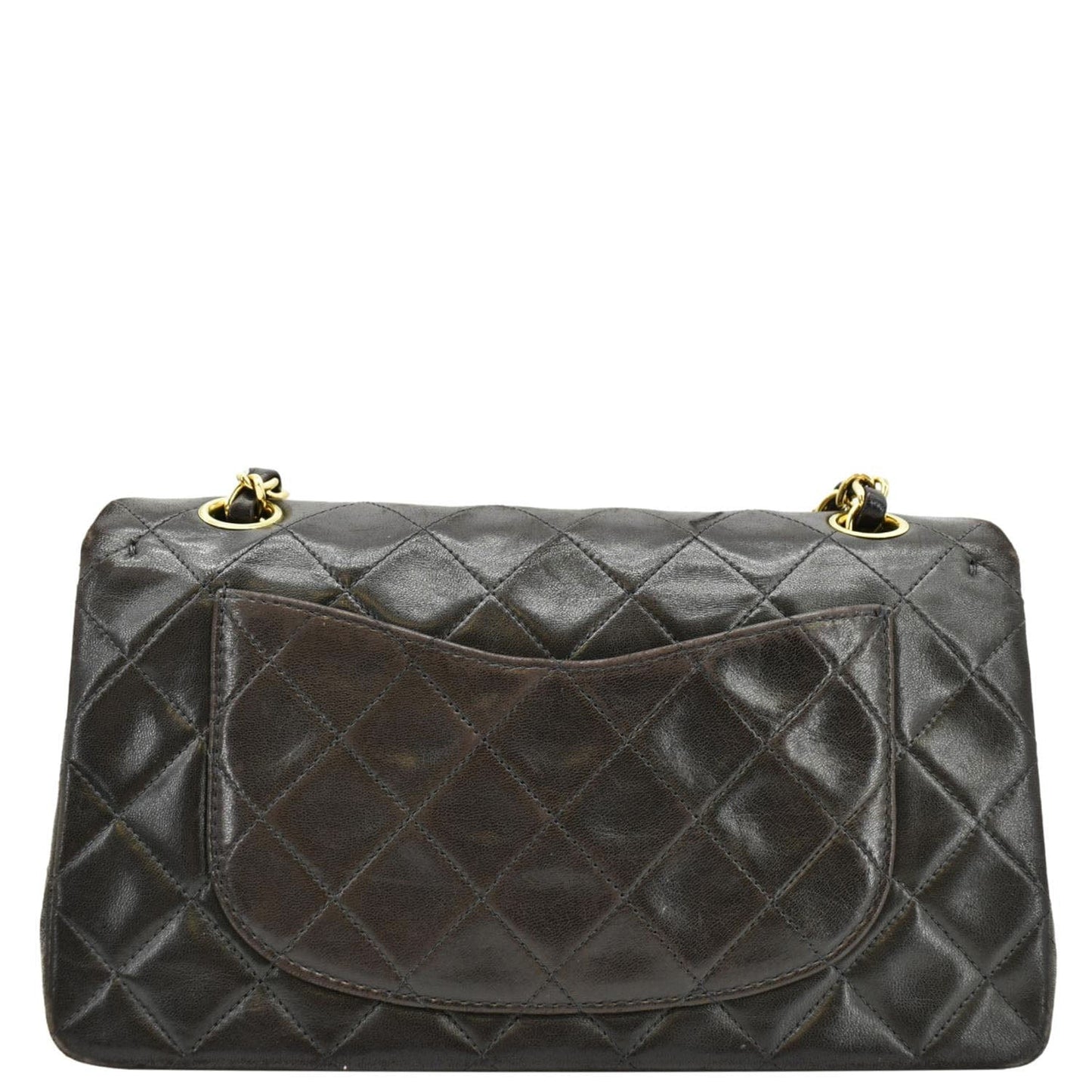 Chanel Classic Double Flap Quilted Dark Leather Brown Travel Bag
