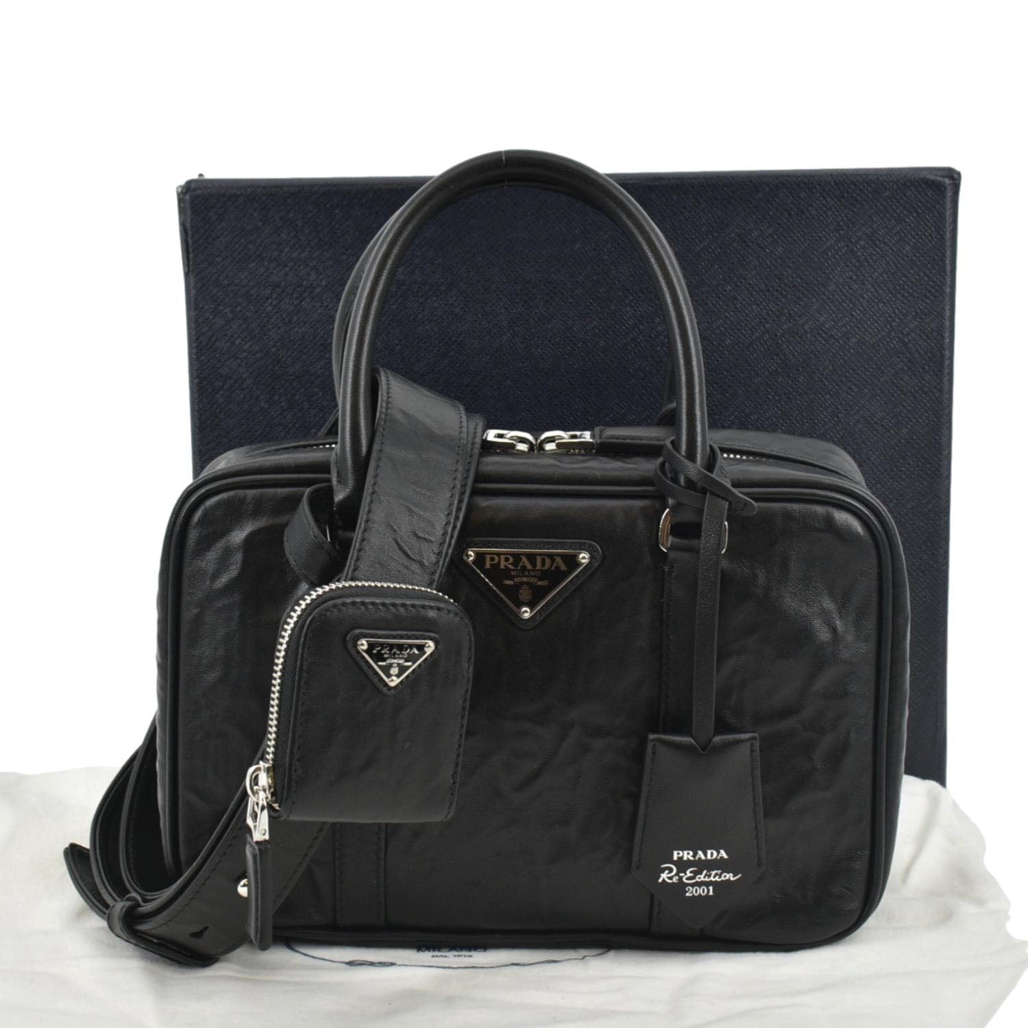 Prada Re Edition Antique Nappa Shoulder Bag Leather Black Medium