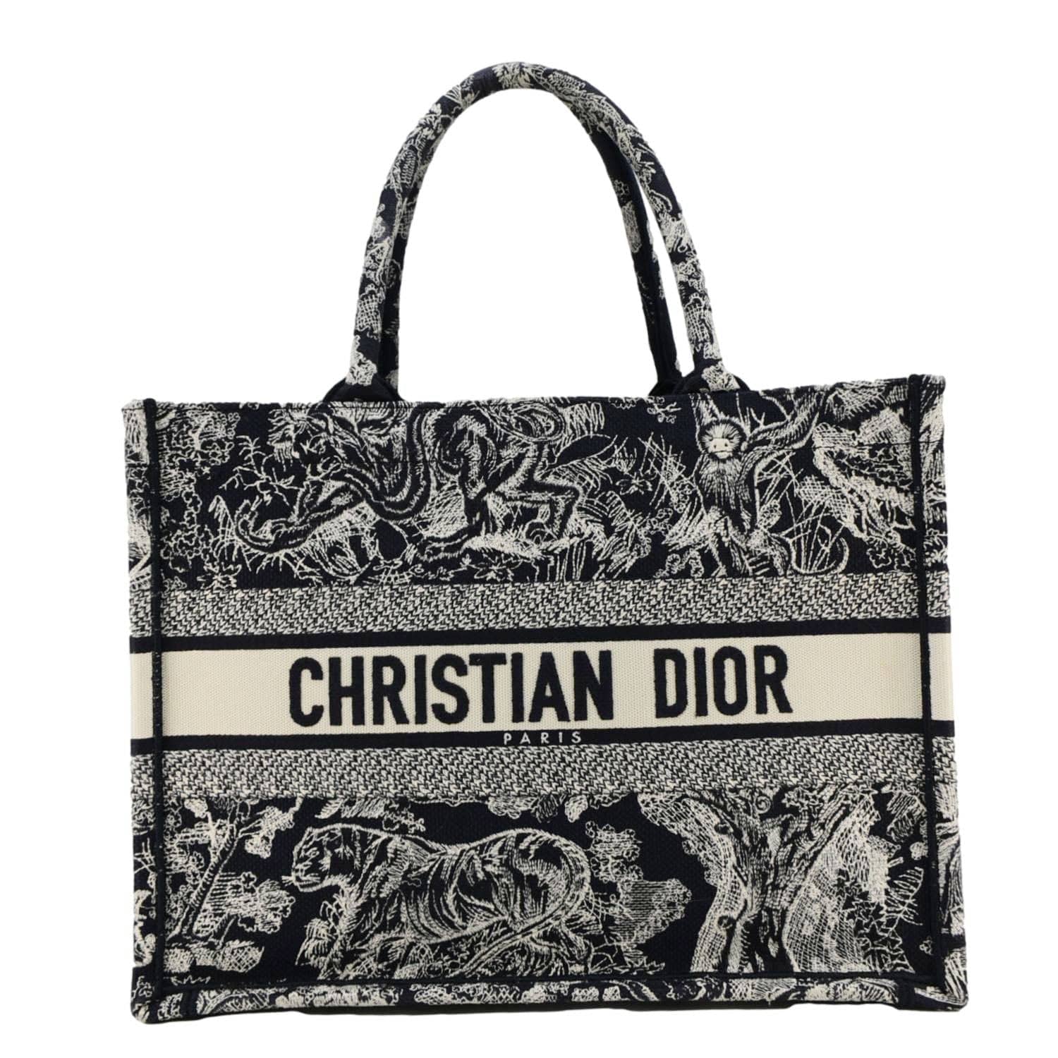 Dior Book Toile De Jouy Reverse Embroidery Tote Blue Medium Tote Bag