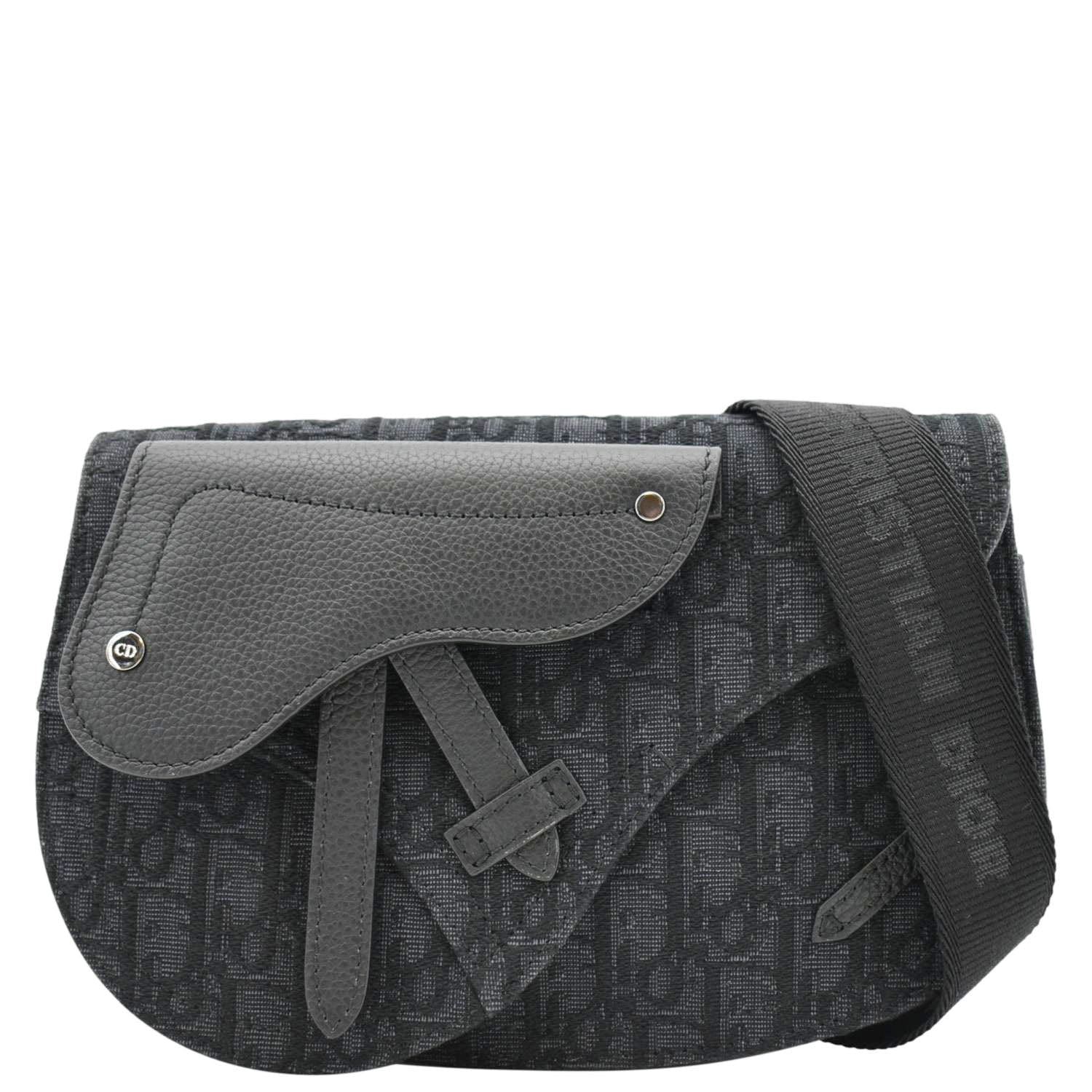 Dior Saddle Oblique Jacquard Crossbody Bag Black