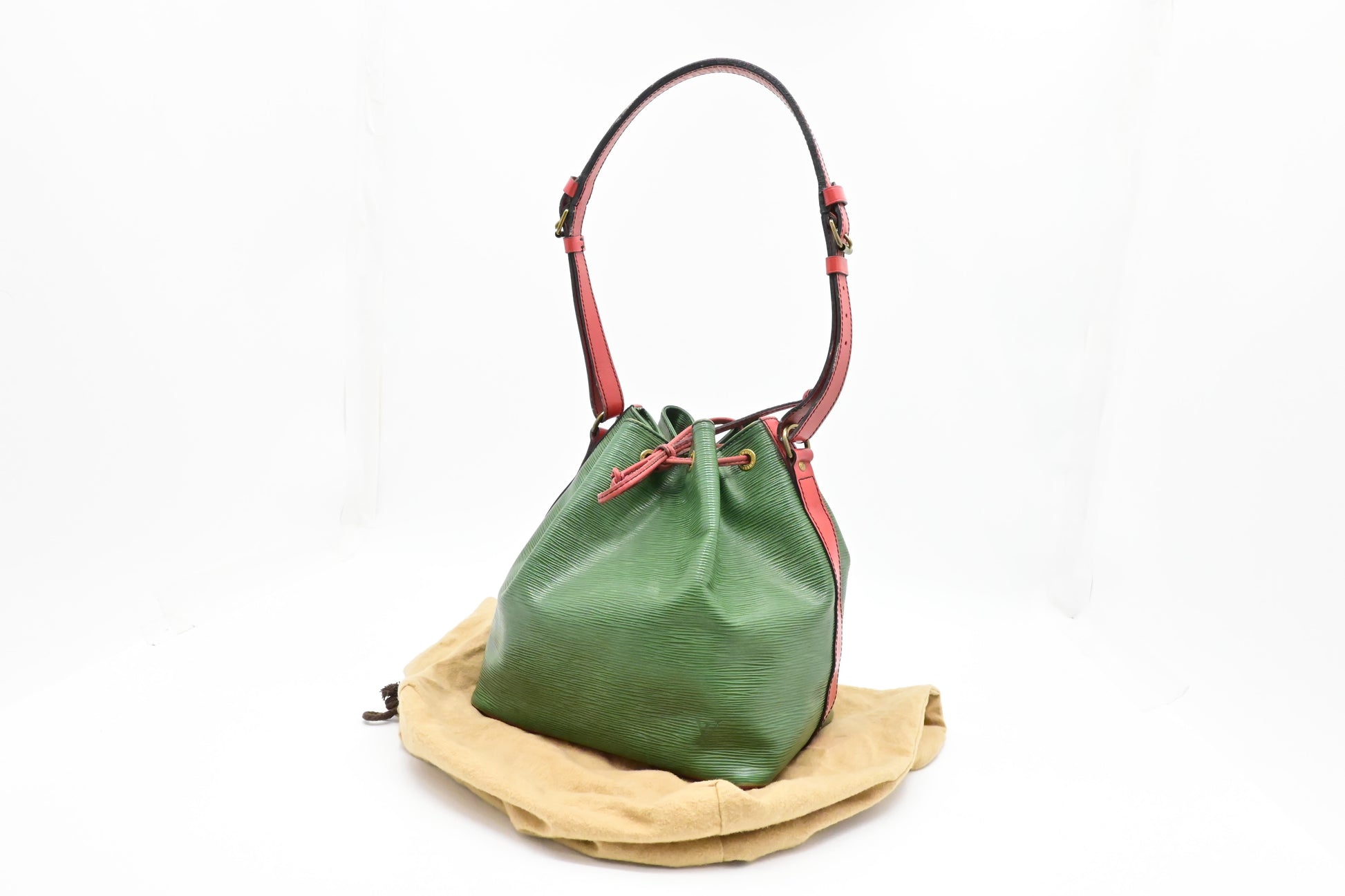 Louis Vuitton Petit Noe & Epi Leather Green Red Handbag