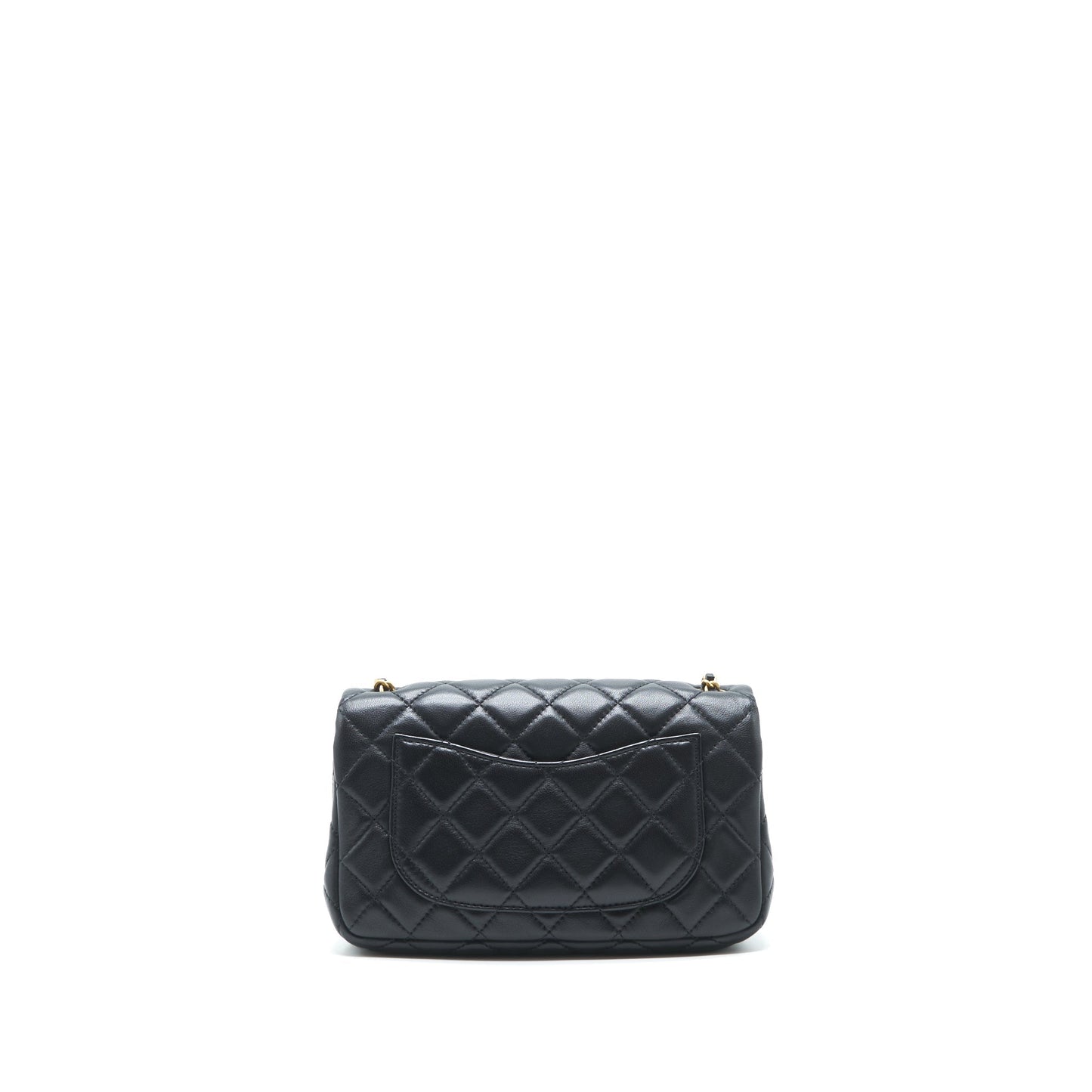 Chanel pearl crush rectangular flap lambskin GHW Black Shoulder Bag