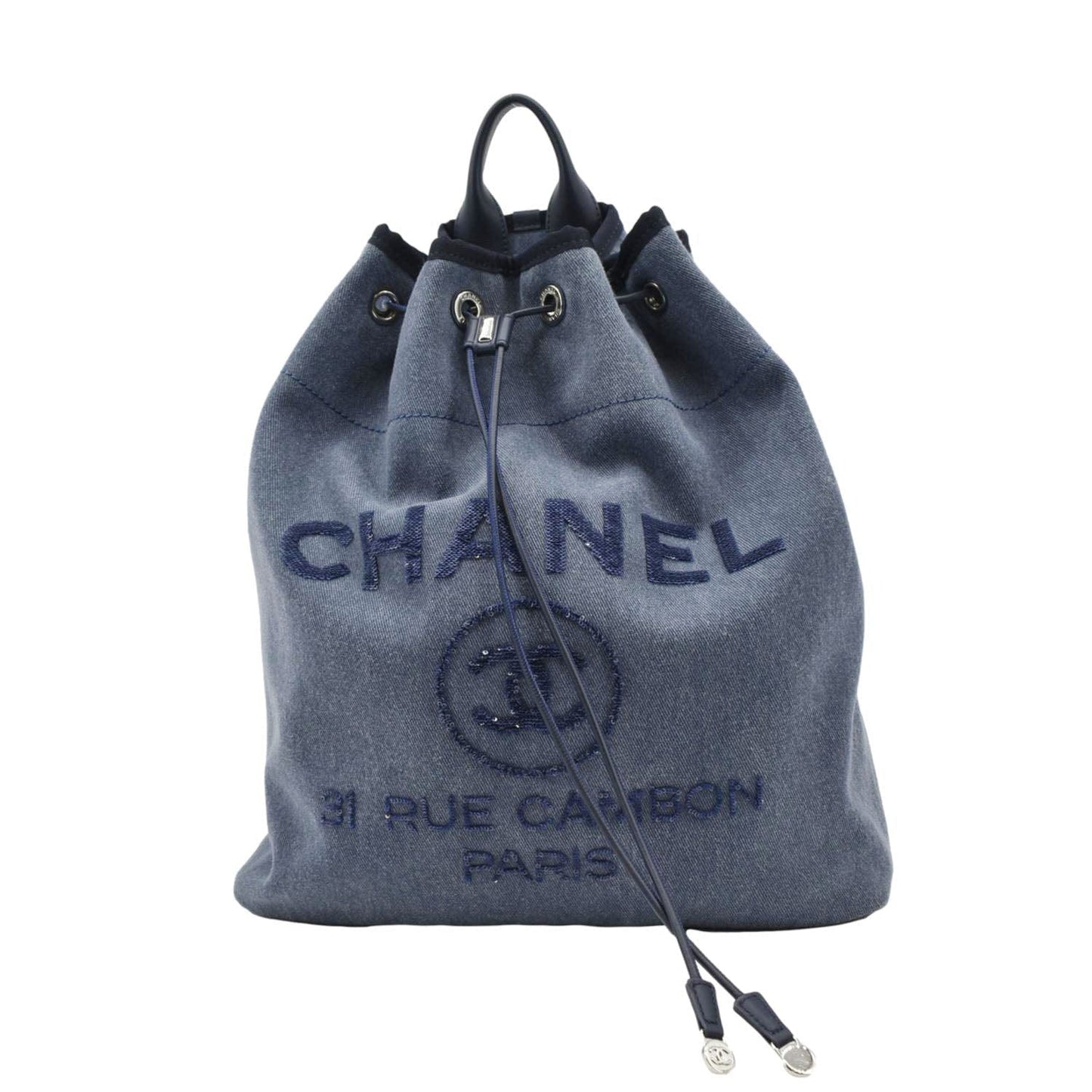 Chanel Deauville Large Denim Backpack Blue