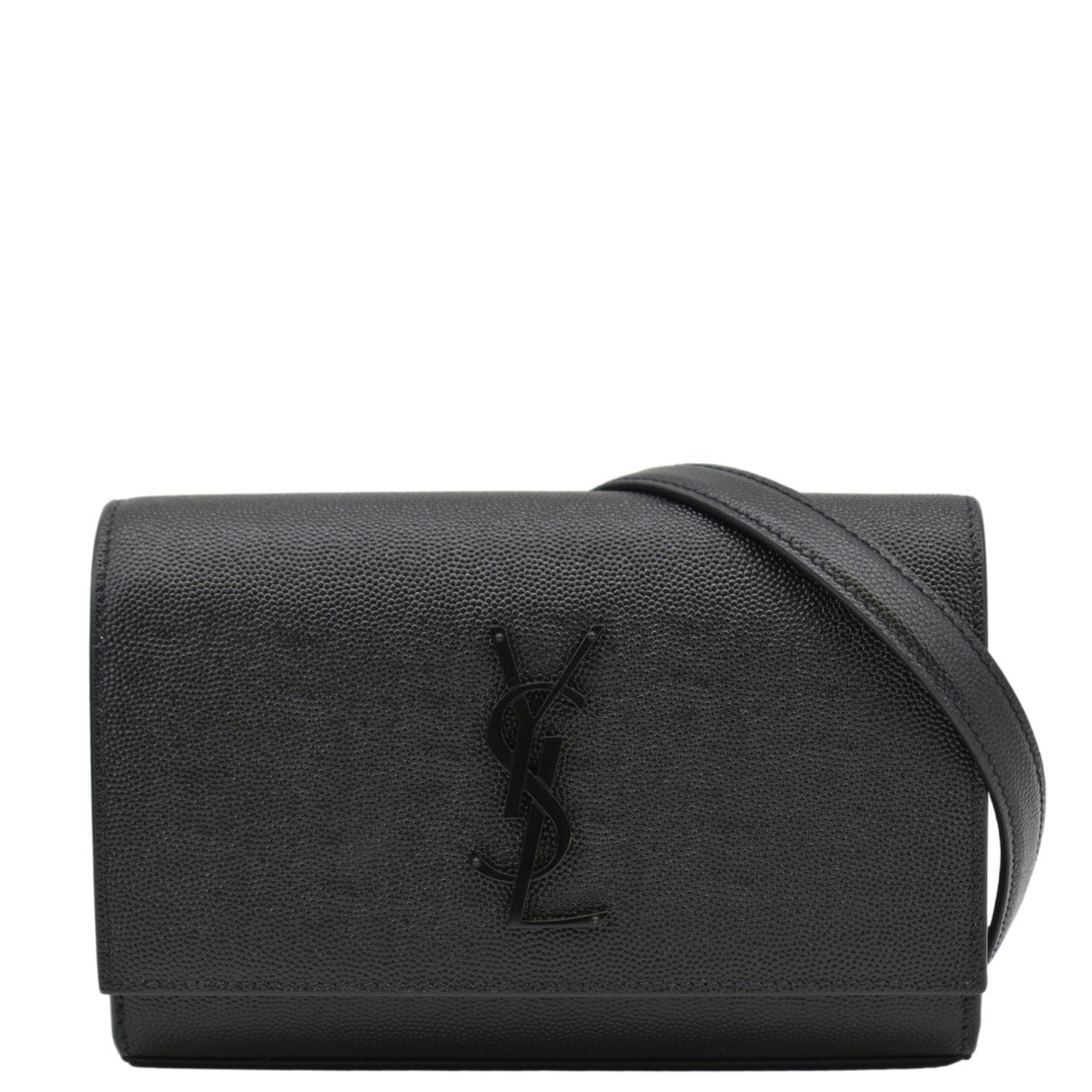 YSL Saint Laurent Yves Kate Grain De Poudre Belt Bag Monogram Black