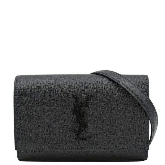 YSL Saint Laurent Yves Kate Grain De Poudre Belt Bag Monogram Black