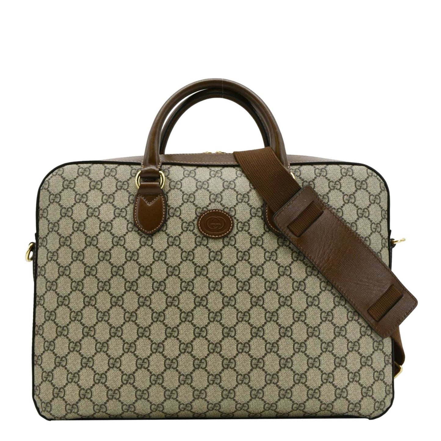 Gucci Interlocking Supreme Briefcase Shoulder Bag Canvas Brown