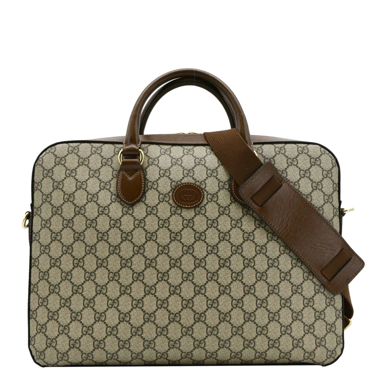 Gucci Interlocking Supreme Briefcase Shoulder Bag Canvas Brown