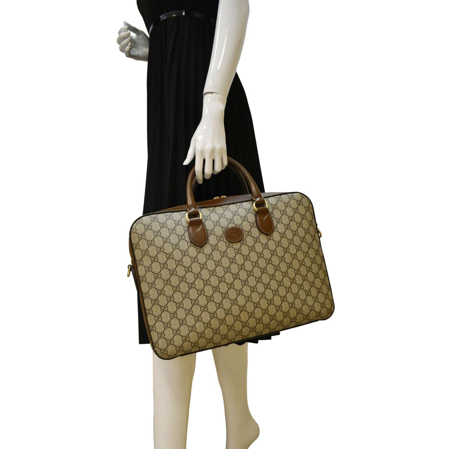 Gucci Interlocking Supreme Briefcase Shoulder Bag Canvas Brown