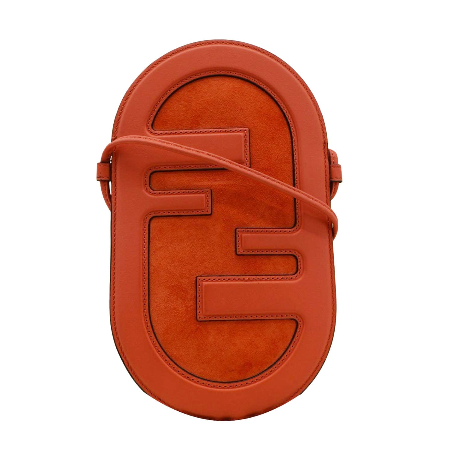 Fendi Lock Grace Camoscio Camera Bag Leather Vitello Orange Travel Bag