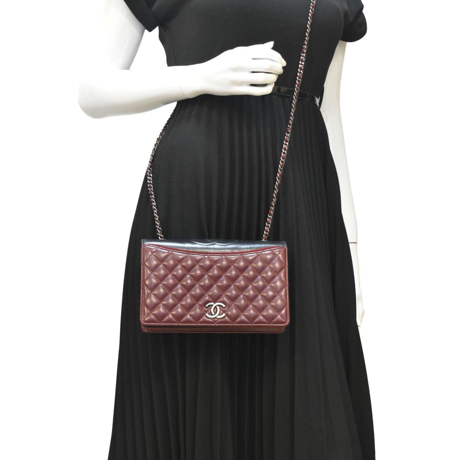 Chanel Grosgrain Ballerine Flap Quilted Maroon Leather Travel Bag