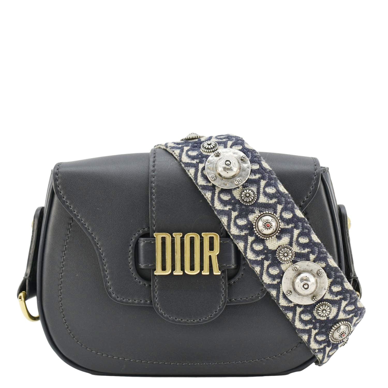 Dior Fence Calfskin Saddle Bag Leather Black Shoulder Bag
