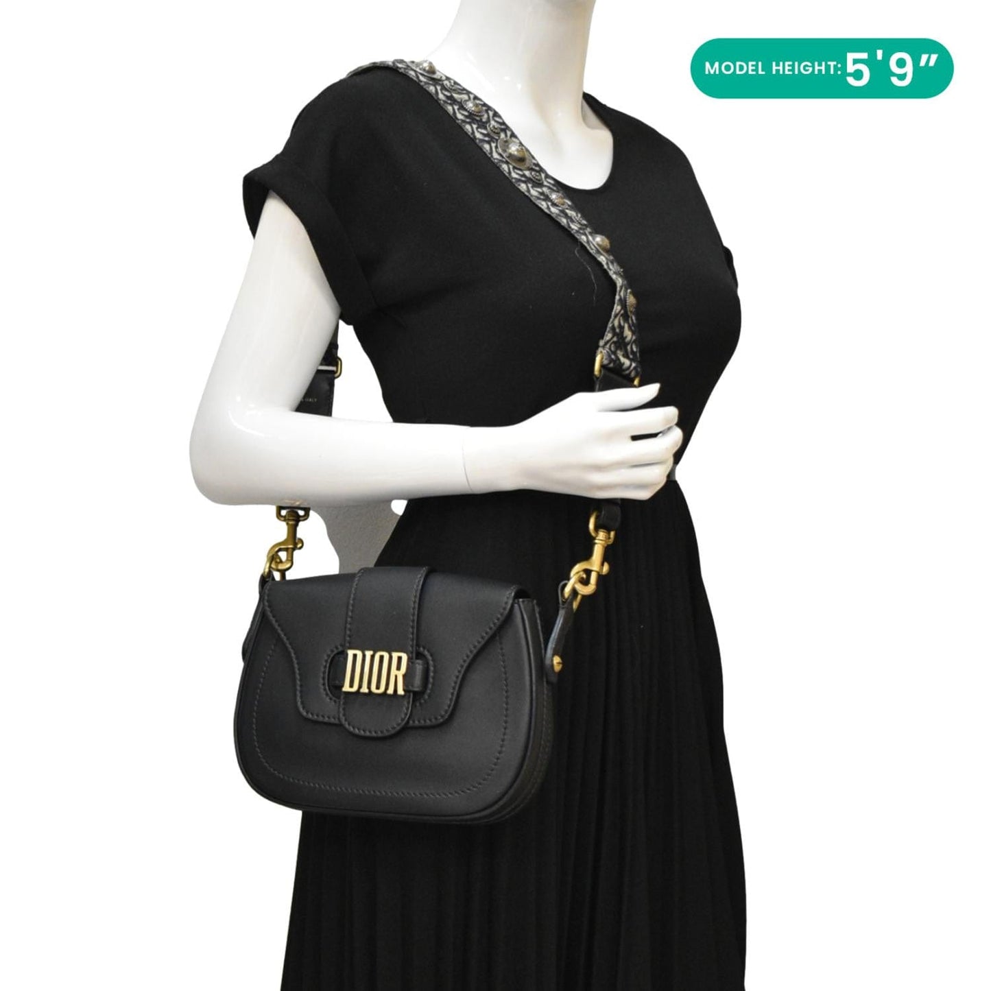 Dior Fence Calfskin Saddle Bag Leather Black Shoulder Bag
