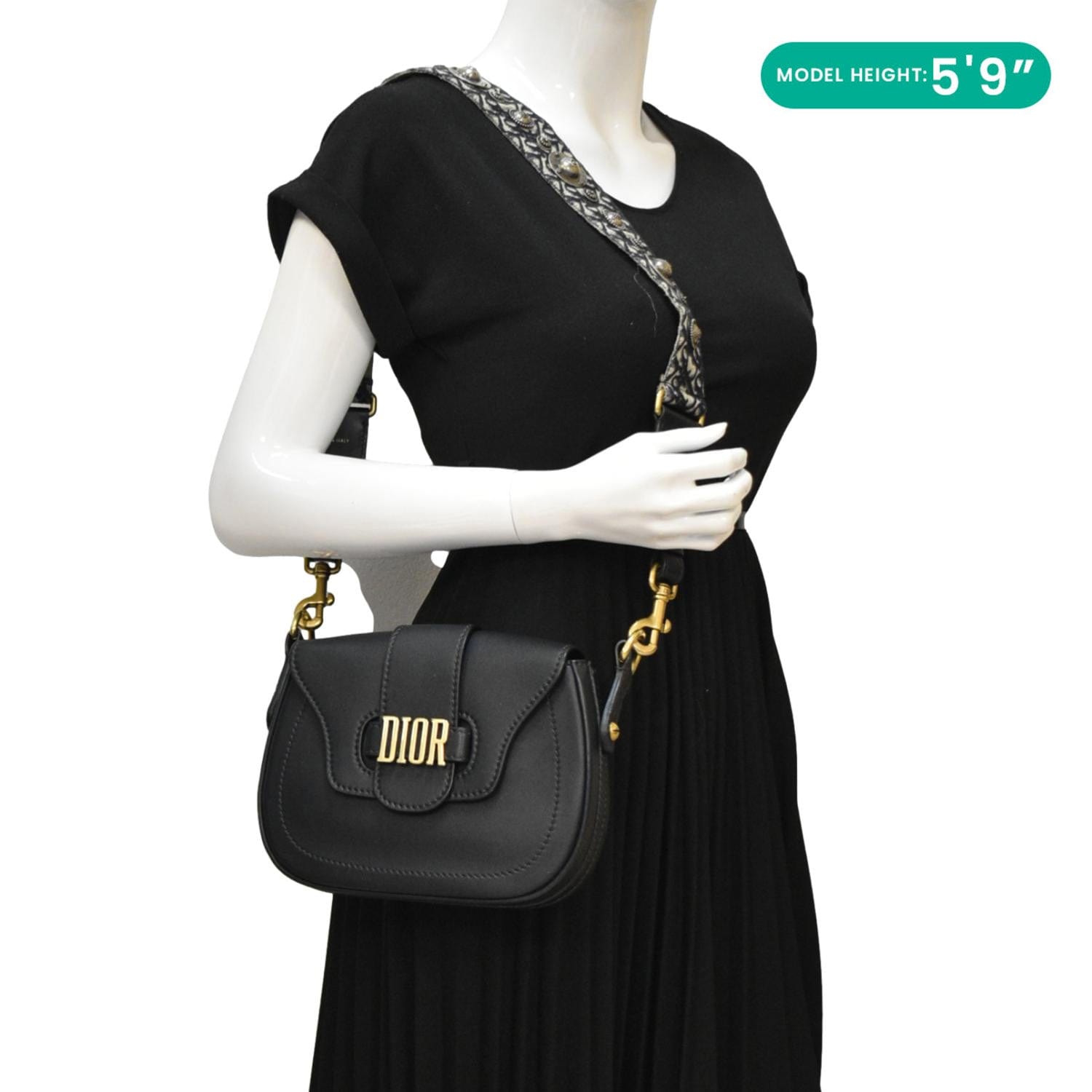 Dior Fence Calfskin Saddle Bag Leather Black Shoulder Bag