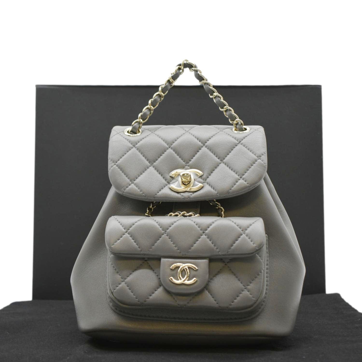 Chanel Duma Quilted Backpack Leather Grey Travel Bag