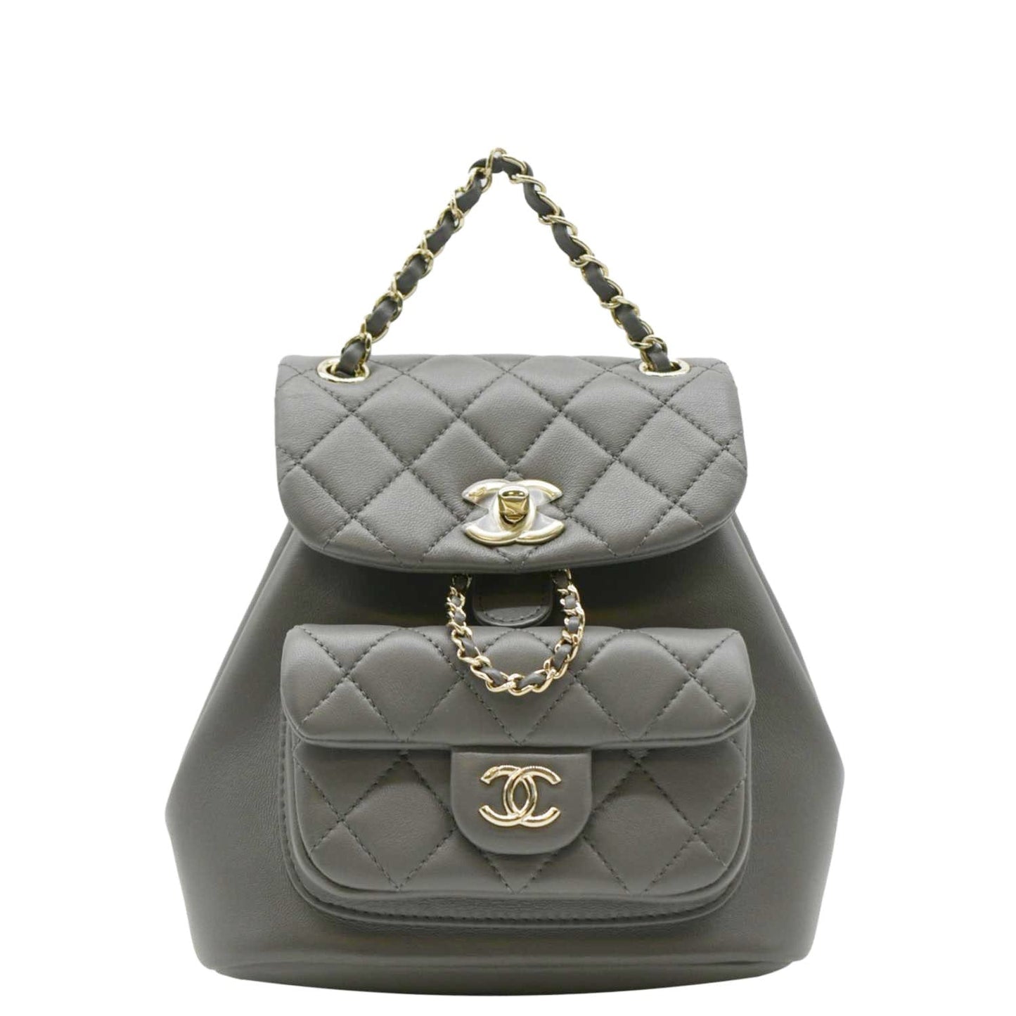 Chanel Duma Quilted Backpack Leather Grey Travel Bag