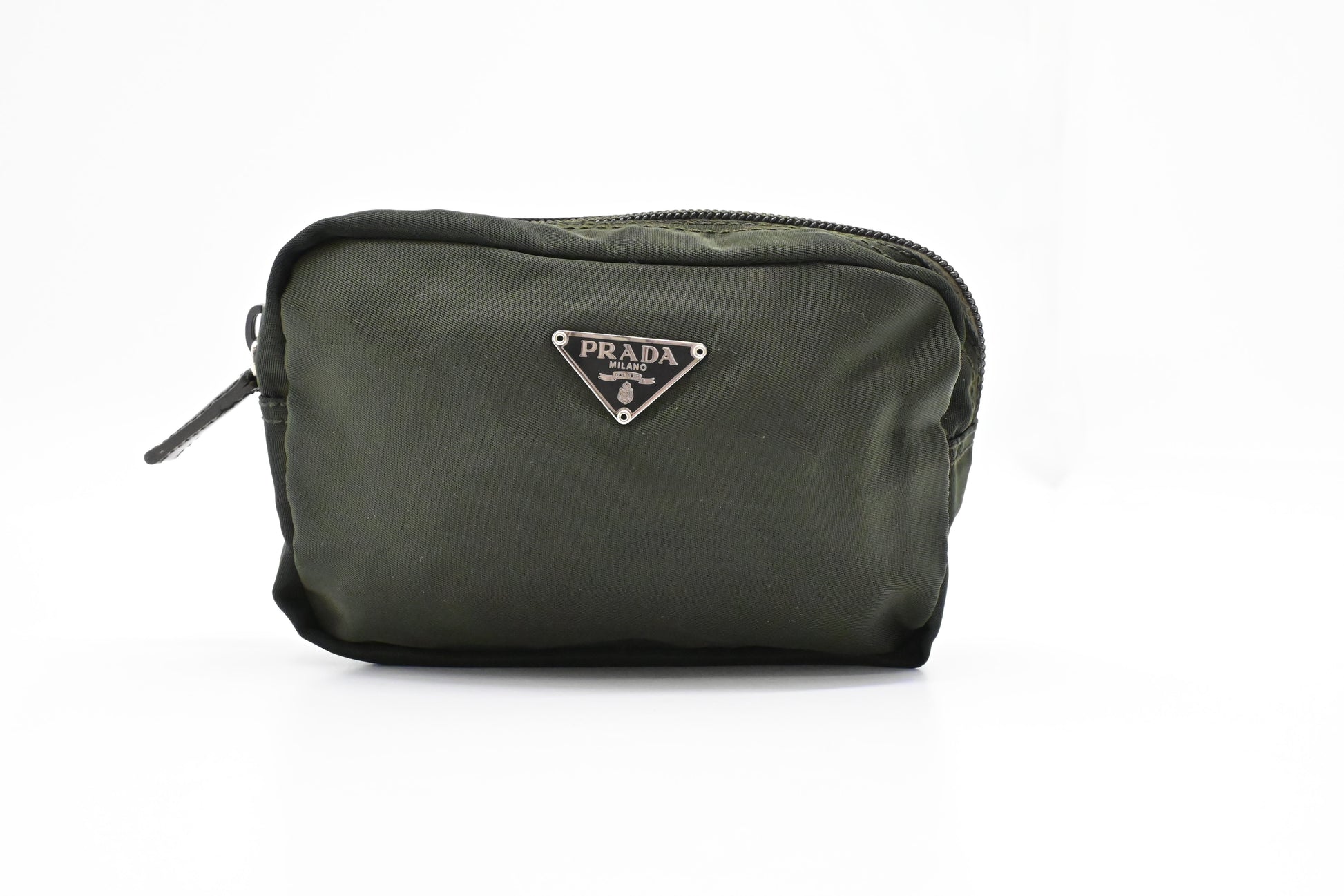 Prada Mini Pouch In Dark Handbag Canvas Nylon Travel Bag
