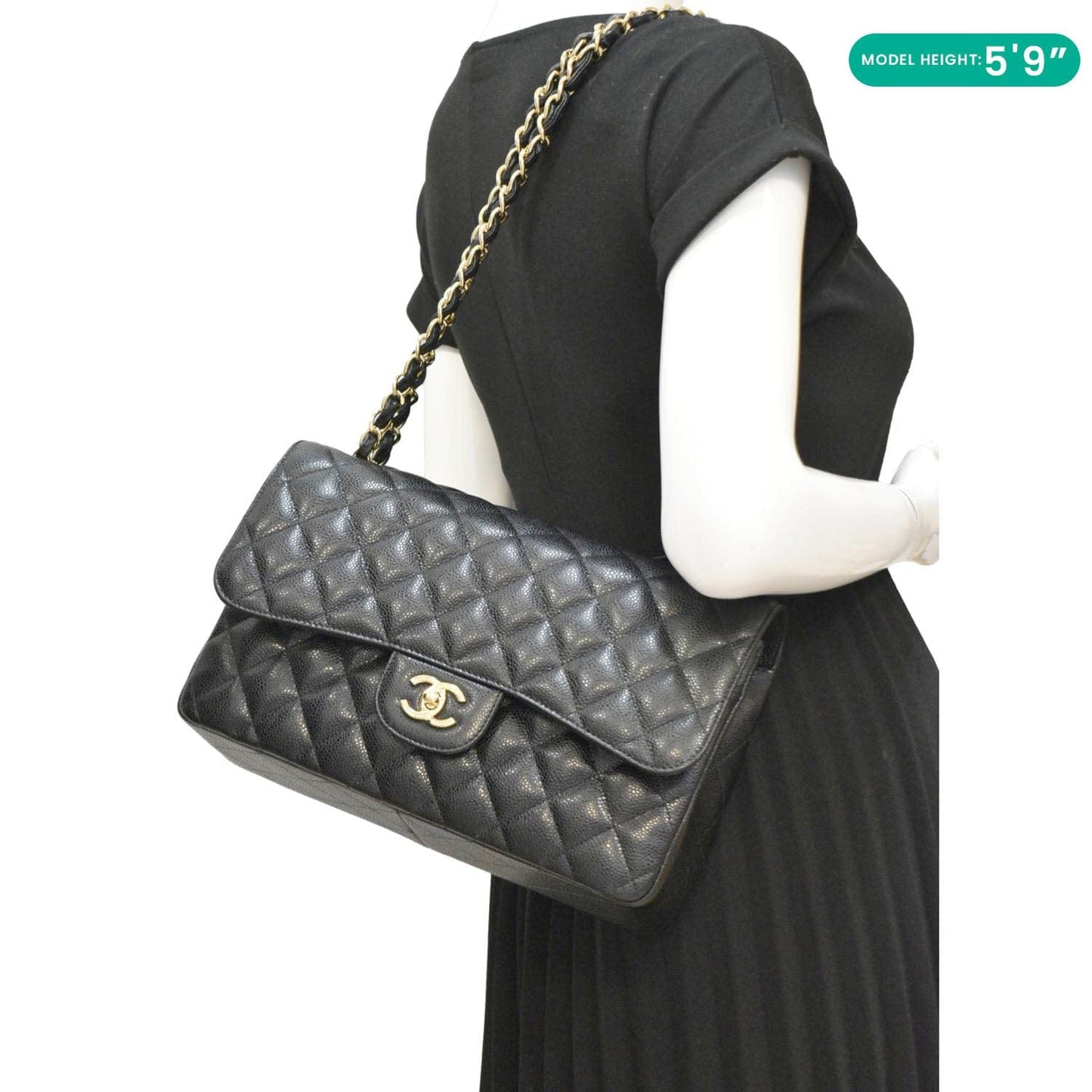 Chanel Classic Jumbo Double Flap Quilted Leather Black Travel Bag Flap Black