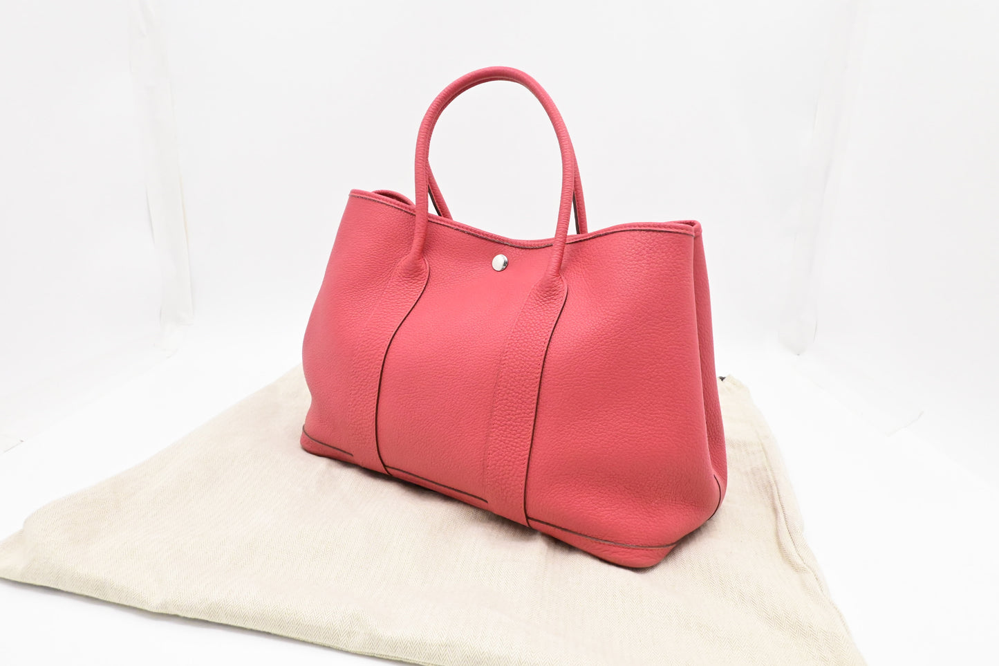 Hermes Garden Party In Handbag Leather Pink Travel Bag