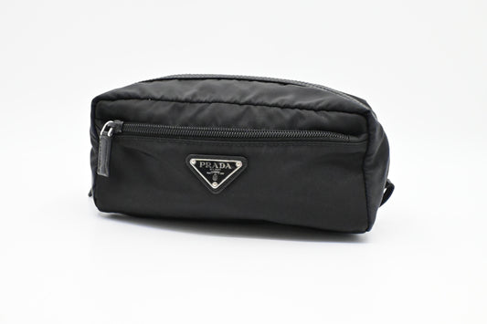 Prada Long Pouch In Handbag Nylon Black Travel Bag